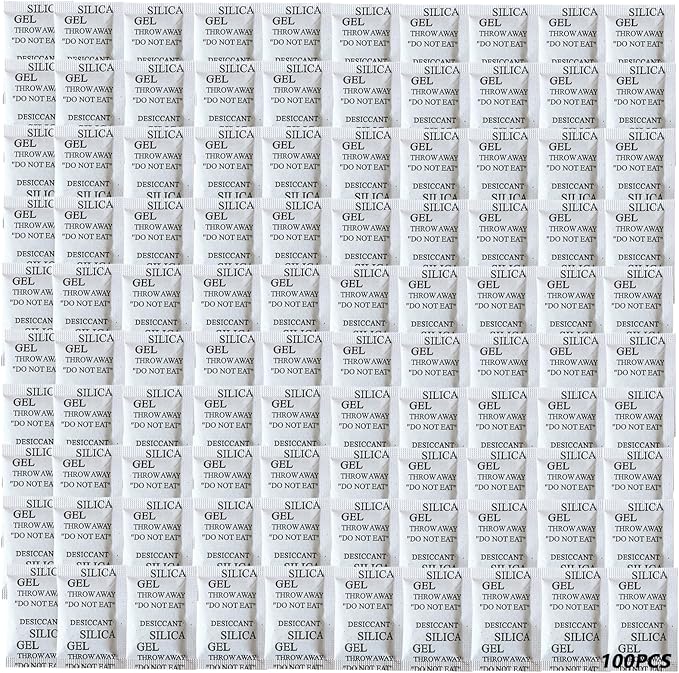 100Pcs Silica Gel Desiccant Packs(5 Gram), Industrial Grade No-Toxic Dehumidifier Packets, Premium Silicone Beads Moisture Absorption Bags Air Dryer for Clothes, Digital, Documents, Shoes, CD Storage