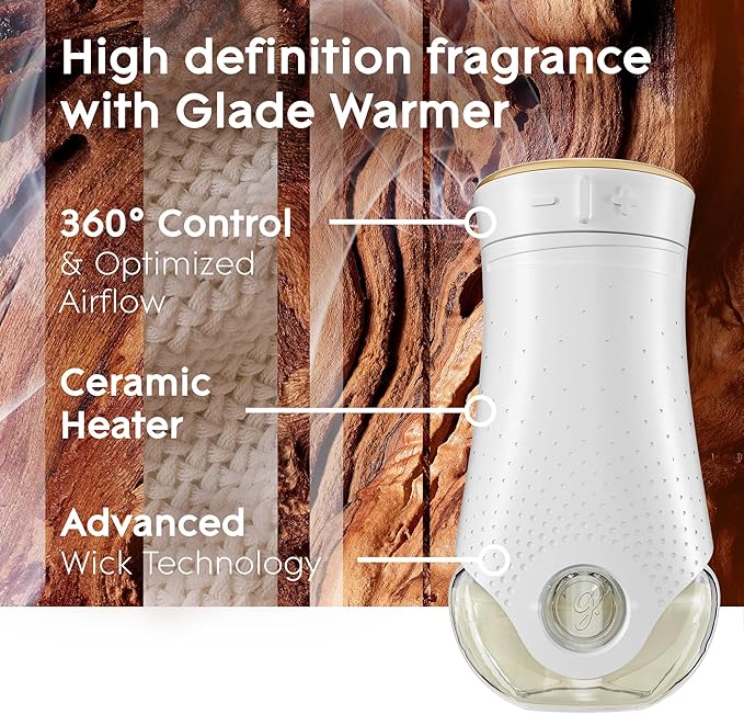 Glade PlugIns Refills Air Freshener Starter Kit, Scented and Essential Oils for Home and Bathroom, Cashmere Woods, 3.35 Fl Oz, 1 Warmer + 5 Refills