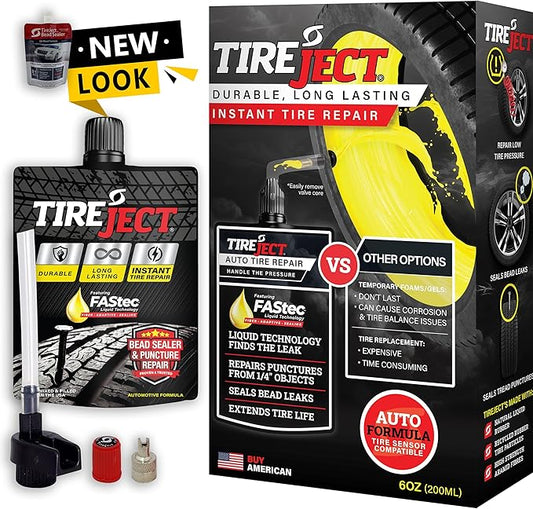 TireJect Automotive Sedan/Crossover/Truck 2-in-1 Tire Sealant & Bead Sealer Kit for tire repair of leaks and punctures