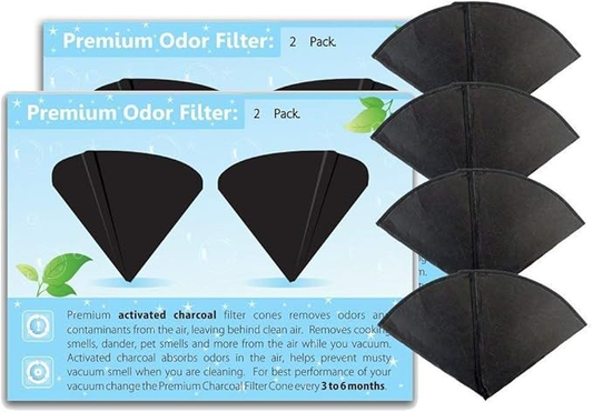 GoodVac Replacement Activated Charcoal Filter Cones Odor Removing Filters Compatible with Filter Queen (4)